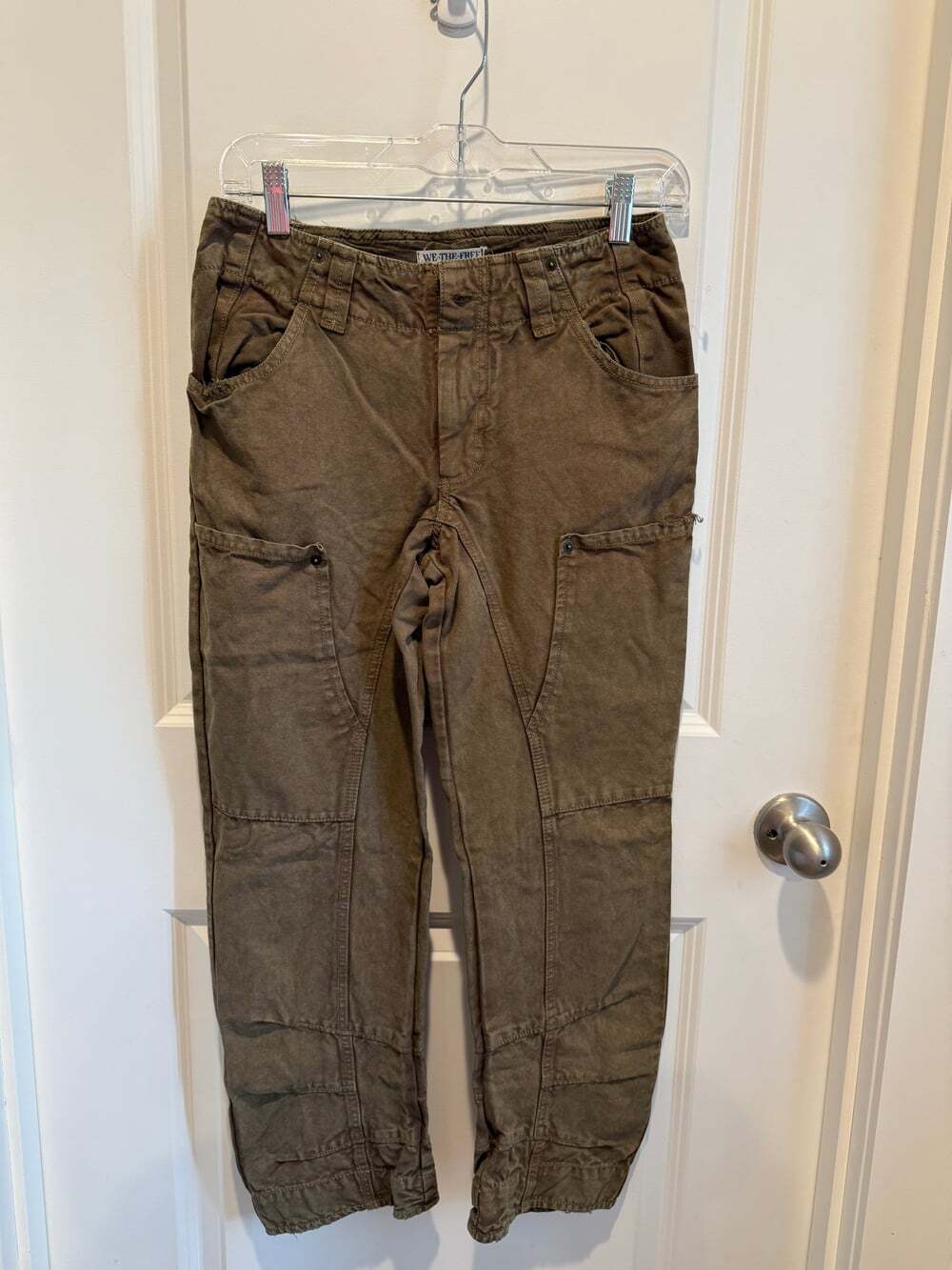 Free People We The Free Size 0 Brown Utility Cargo Pants Relaxed Fit